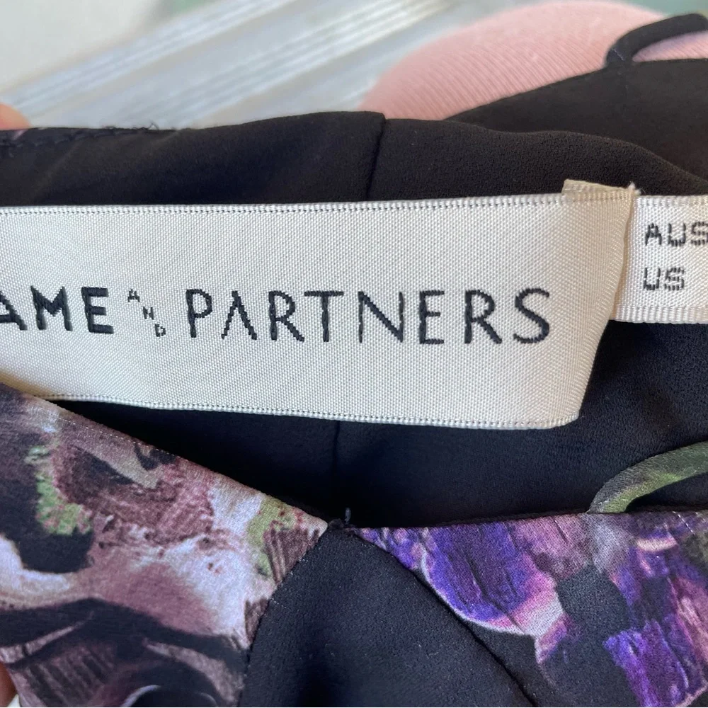 Fame and Partners Black/Purple Floral Strappy Dress Low Back V-Neck NWOT - Picture 6 of 6